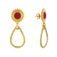 Boucles d'Oreilles Clous Laiton Soleil Émaillé et Goutte Martelée 