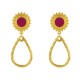 Boucles d'Oreilles Clous Laiton Soleil Émaillé et Goutte Martelée 