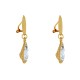 Boucles d'Oreilles Clips Laiton Doré Pastille Brossé et Goutte Cristal