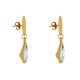 Boucles d'Oreilles Clous Laiton Doré Pastille Brossé et Goutte Cristal