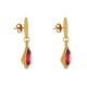 Boucles d'Oreilles Clous Laiton Doré Pastille Brossé et Goutte Cristal