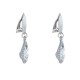 Boucles d'Oreilles Clips Laiton Argenté Pastille Striée et Goutte Cristal