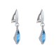 Boucles d'Oreilles Clips Laiton Argenté Pastille Striée et Goutte Cristal