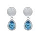 Boucles d'Oreilles Clips Laiton Argenté Pastille Striée et Goutte Cristal