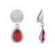 Boucles d'Oreilles Clips Laiton Argenté Pastille Striée et Goutte Cristal