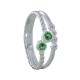 Bague Argent Double 2 Strass Vert et 4 Petits Strass Cristal