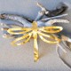 Broche Laiton Doré Libellule Martelé