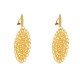 Boucles d'Oreilles Clips Laiton Doré Pastille Brossée et Mandala
