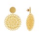 Boucles d'Oreilles Clous Laiton Doré Pastille Brossée et Mandala
