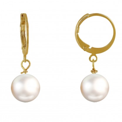 Boucles d'Oreilles Mini Créoles Plaqué Or et Perle de Culture