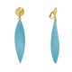 Boucles d'Oreilles Clip Métal Doré et Longue Pétale en Bois