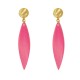 Boucles d'Oreilles Clip Métal Doré et Longue Pétale en Bois