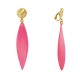 Boucles d'Oreilles Clip Métal Doré et Longue Pétale en Bois