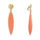 Boucles d'Oreilles Clip Métal Doré et Longue Pétale en Bois