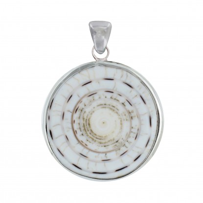 Pendentif Argent Disque et Coquillage Naturel