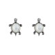 Boucles d'Oreilles Argent Tortue des Galapagos et Bouton Nacre Ivoire