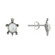 Boucles d'Oreilles Argent Tortue des Galapagos et Bouton Nacre Ivoire
