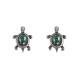 Boucles d'Oreilles Argent Tortue des Galapagos et Bouton en Nacre Abalone