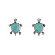 Boucles d'Oreilles Argent Tortue des Galapagos et Bouton en Turquoise