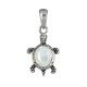 Pendentif Argent Tortue des Galapagos et Bouton en Nacre Ivoire