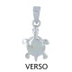 Pendentif Argent Tortue des Galapagos et Bouton en Nacre Ivoire