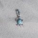Pendentif Argent Tortue des Galapagos et Bouton en Turquoise
