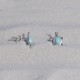 Boucles d'Oreilles Argent Tortue des Galapagos et Bouton en Turquoise