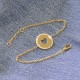 Bracelet Plaqué Or Médaille Ronde Coeur Ajouré et Strass
