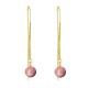 Boucles d'Oreilles Chainette Argent 925 Doré et Perles de Rhodocrosite