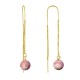 Boucles d'Oreilles Chainette Argent 925 Doré et Perles de Rhodocrosite