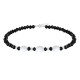 Bracelet Argent 925 3 Perles de Culture Blanches et Perles Facettées d'Onyx Noir