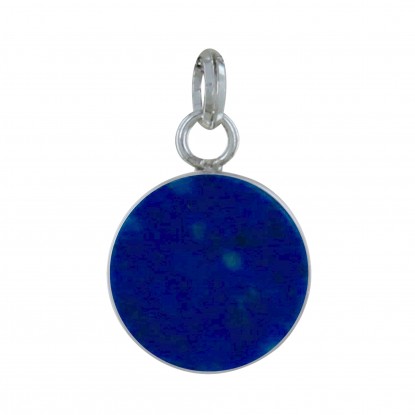 Pendentif Argent Rond Dentelé de Lapis Lazuli