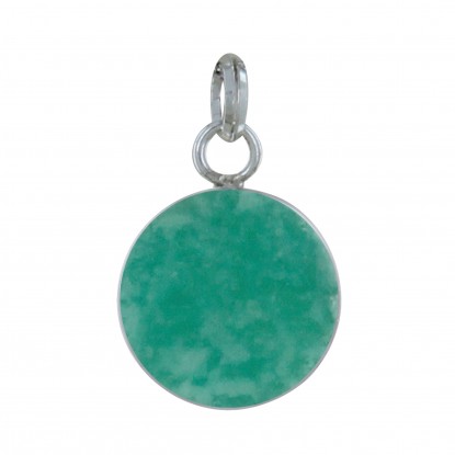 Pendentif Argent Rond Dentelé d'Amazonite