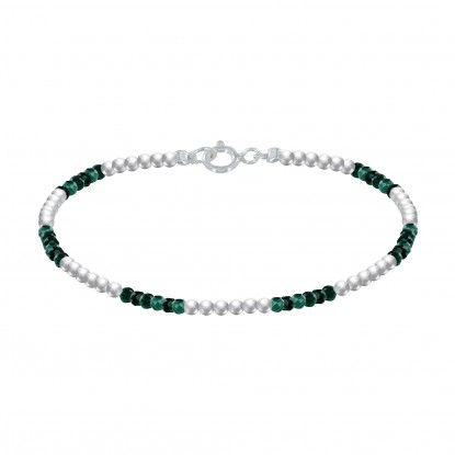 Bracelet Argent 925 Perles et Malachite Facetté M1