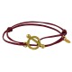 Bracelet Double Tour Plaqué Or Fermoir T et Lien en Cuir Coulissant 