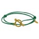 Bracelet Double Tour Plaqué Or Fermoir T et Lien en Cuir Coulissant 