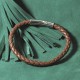 Bracelet Homme Cuir Simple Tréssé Rond 19cm