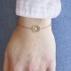 Bracelet Plaqué Or Médaille Ronde Coeur Ajouré et Strass