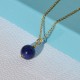 Collier Plaqué Or Pendentif Perle de Lapis Lazuli