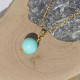 Collier Plaqué Or Pendentif Perle d'Amazonite