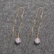 Boucles d'Oreilles Chainette Argent 925 Doré et Perles de Quartz Rose