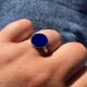Bague Argent Rond Dentelé de Lapis Lazuli