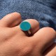 Bague Argent Rond Dentelé de Turquoise