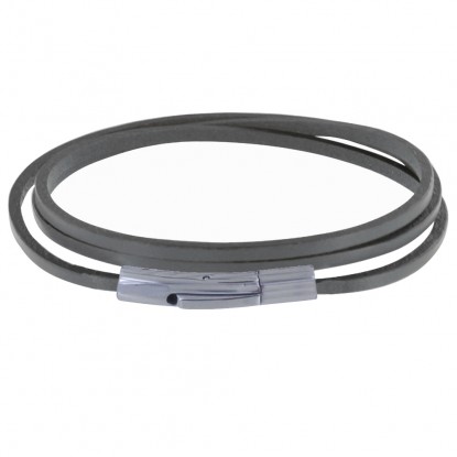 Bracelet Femme Cuir Plat Fermoir Acier Inoxydable - Classics