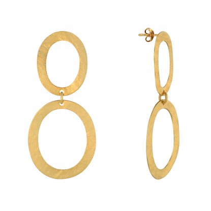 Boucles d'Oreilles Clous Laiton Deux Anneaux Ajourés Brossés