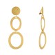 Boucles d'Oreilles Clip Laiton Pastille et Deux Anneaux Ajourés Brossés