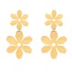 Boucles d'Oreilles Clous Laiton Deux Fleurs Brossées