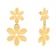 Boucles d'Oreilles Clous Laiton Deux Fleurs Brossées