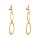 Boucles d'Oreilles Clip Laiton Pastille et Deux Anneaux Ajourés Brossés
