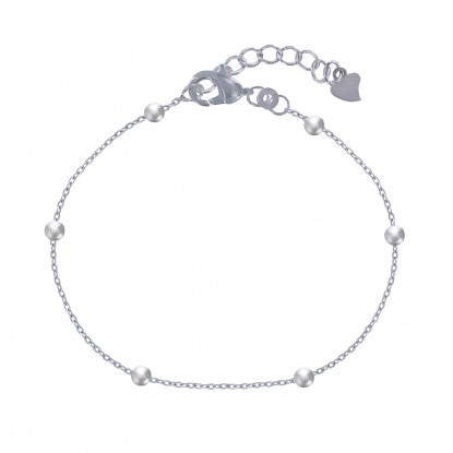 Bracelet Argent Rhodié et Billes Simple 3mm